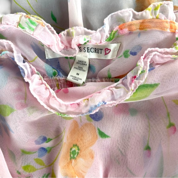 Victoria's Secret Vintage 2-pc Pink Floral Chiffon Babydoll and Robe Set Size M - Picture 3 of 8